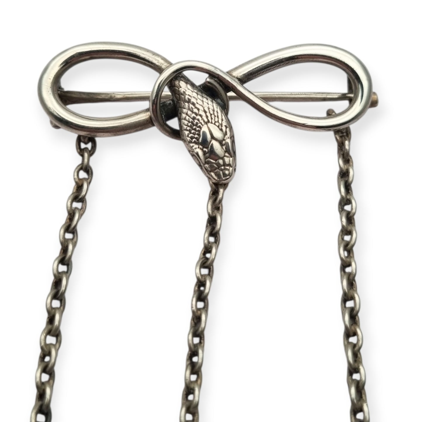 Victorian .800 Silver Snake and Infinity Chatelaine Pin, Europe, 19th - 20th Century