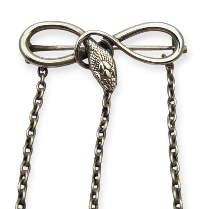 Victorian .800 Silver Snake and Infinity Chatelaine Pin, Europe, 19th - 20th Century