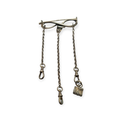 Victorian .800 Silver Snake and Infinity Chatelaine Pin, Europe, 19th - 20th Century