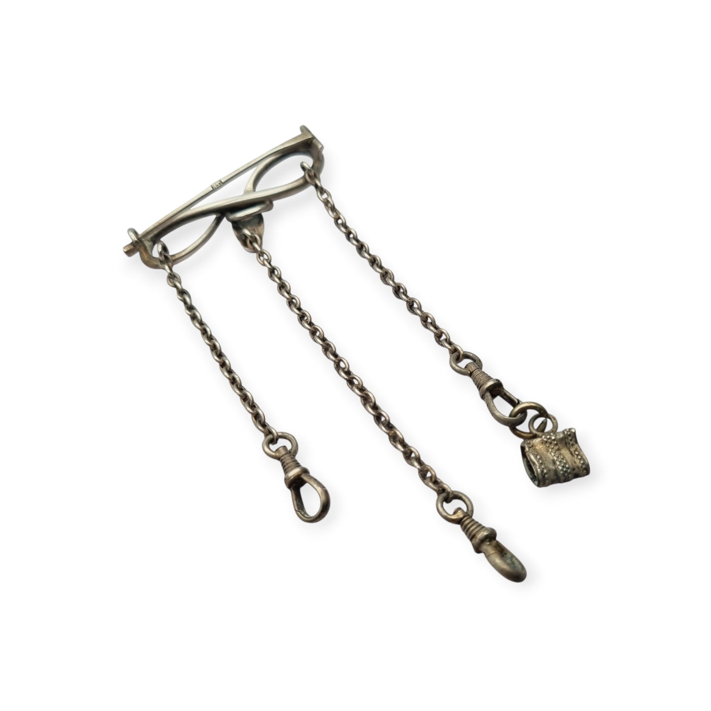 Victorian .800 Silver Snake and Infinity Chatelaine Pin, Europe, 19th - 20th Century