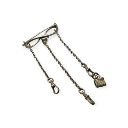 Victorian .800 Silver Snake and Infinity Chatelaine Pin, Europe, 19th - 20th Century