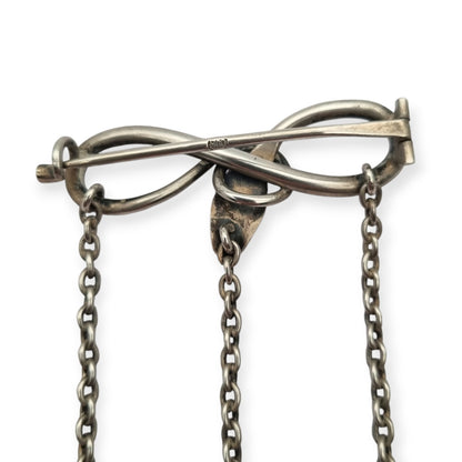 Victorian .800 Silver Snake and Infinity Chatelaine Pin, Europe, 19th - 20th Century