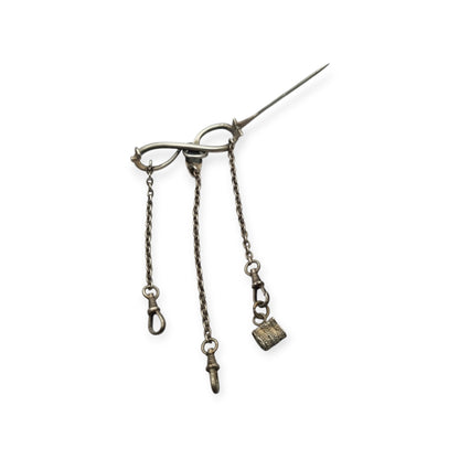 Victorian .800 Silver Snake and Infinity Chatelaine Pin, Europe, 19th - 20th Century