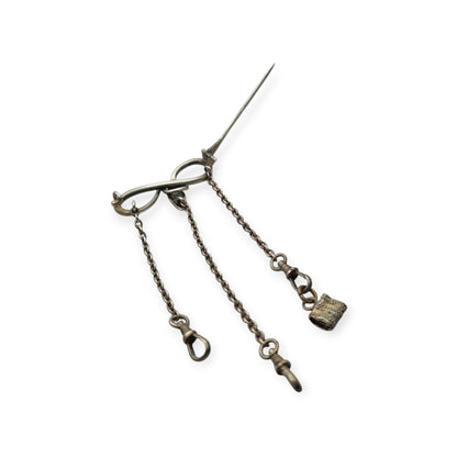 Victorian .800 Silver Snake and Infinity Chatelaine Pin, Europe, 19th - 20th Century