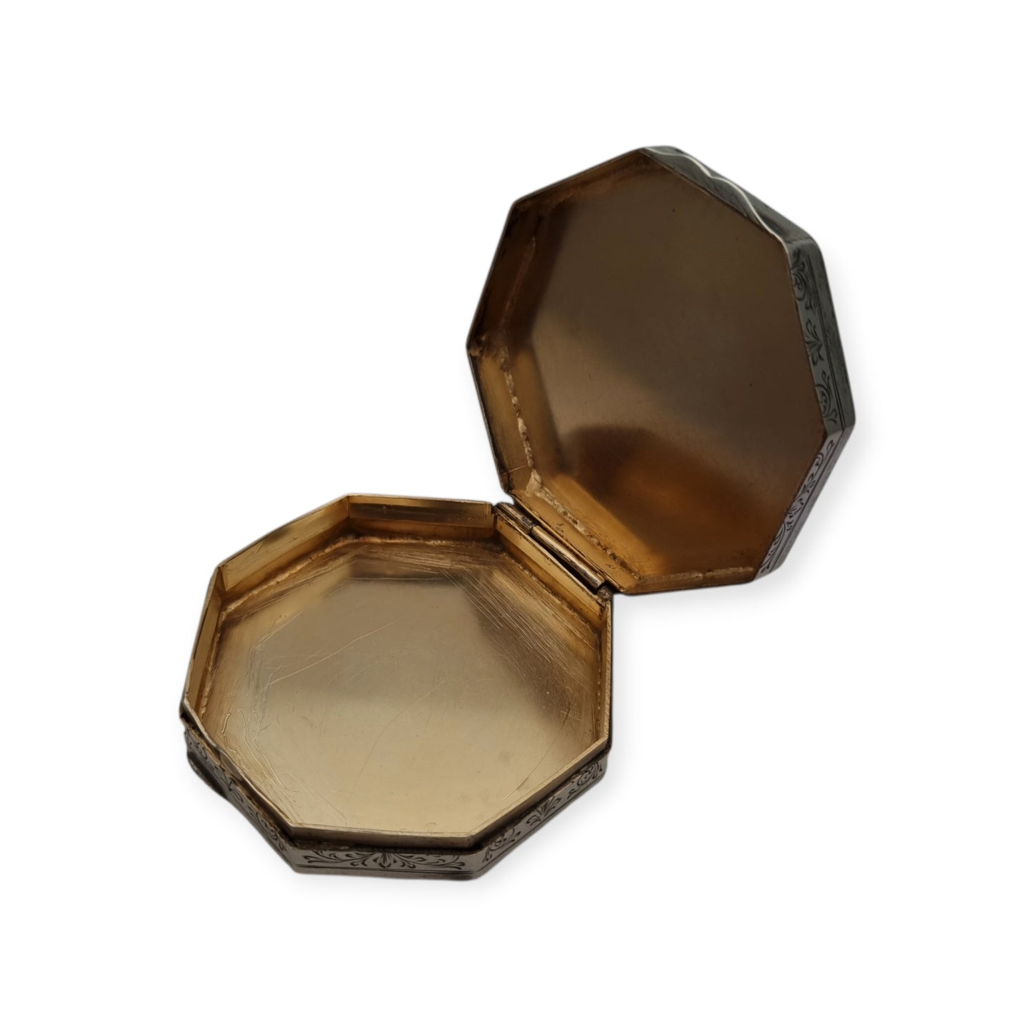 800 Silver Hexagonal Floral Box in Baroque Revival Style, Italy circa 1930