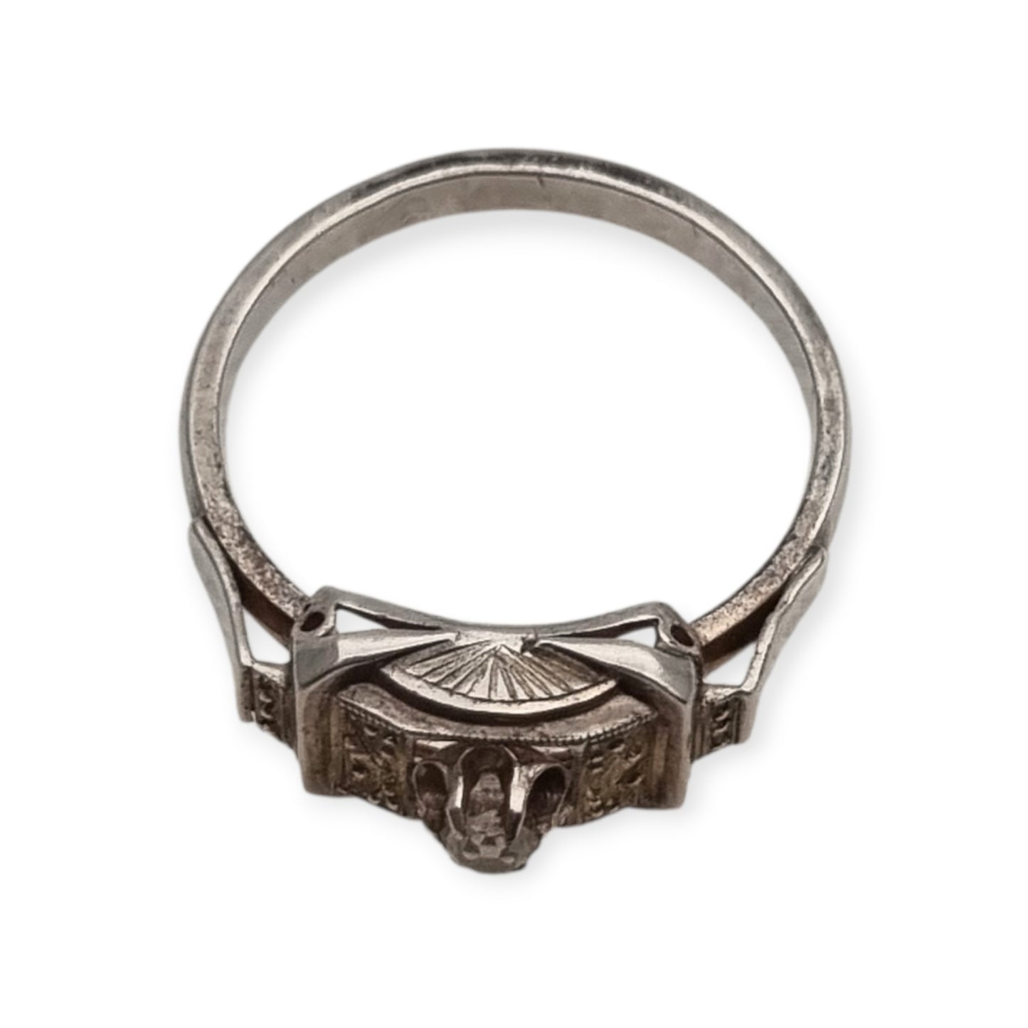 Art Deco sterling silver and clear paste ring, France circa 1940-1950