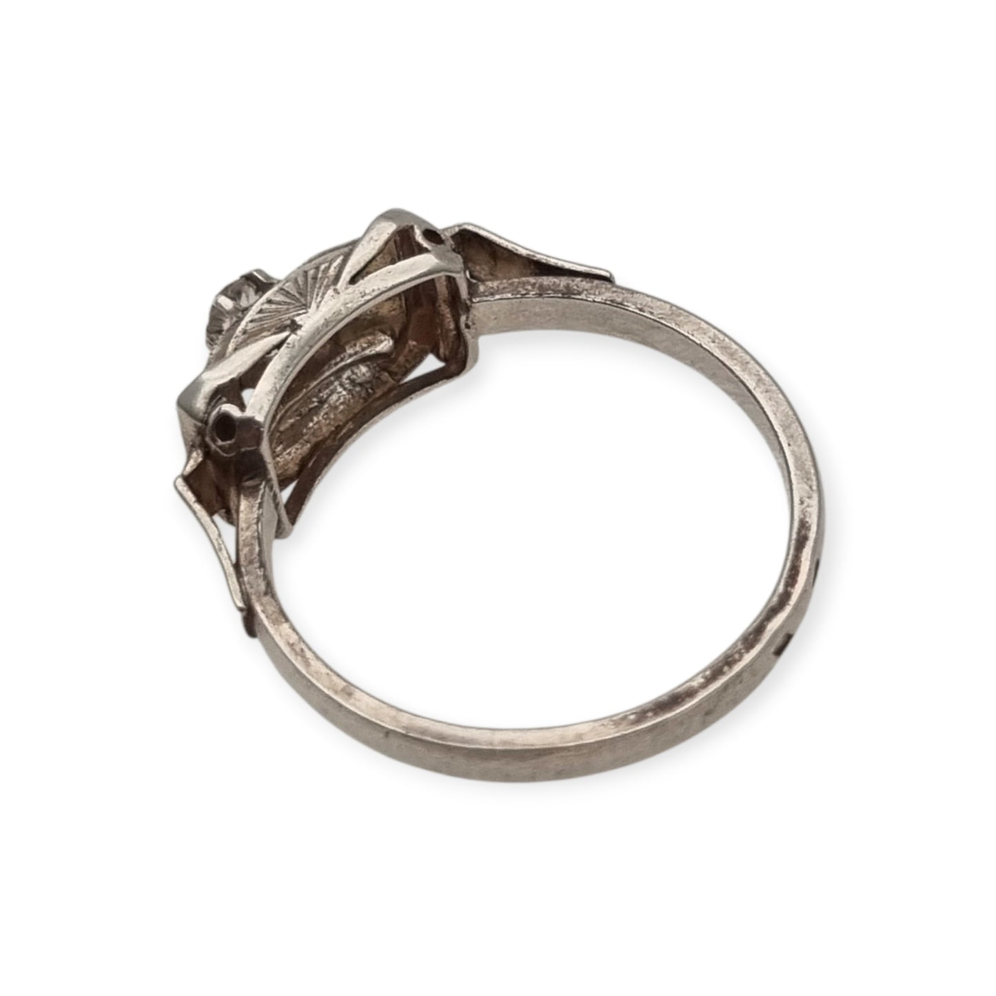 Art Deco sterling silver and clear paste ring, France circa 1940-1950