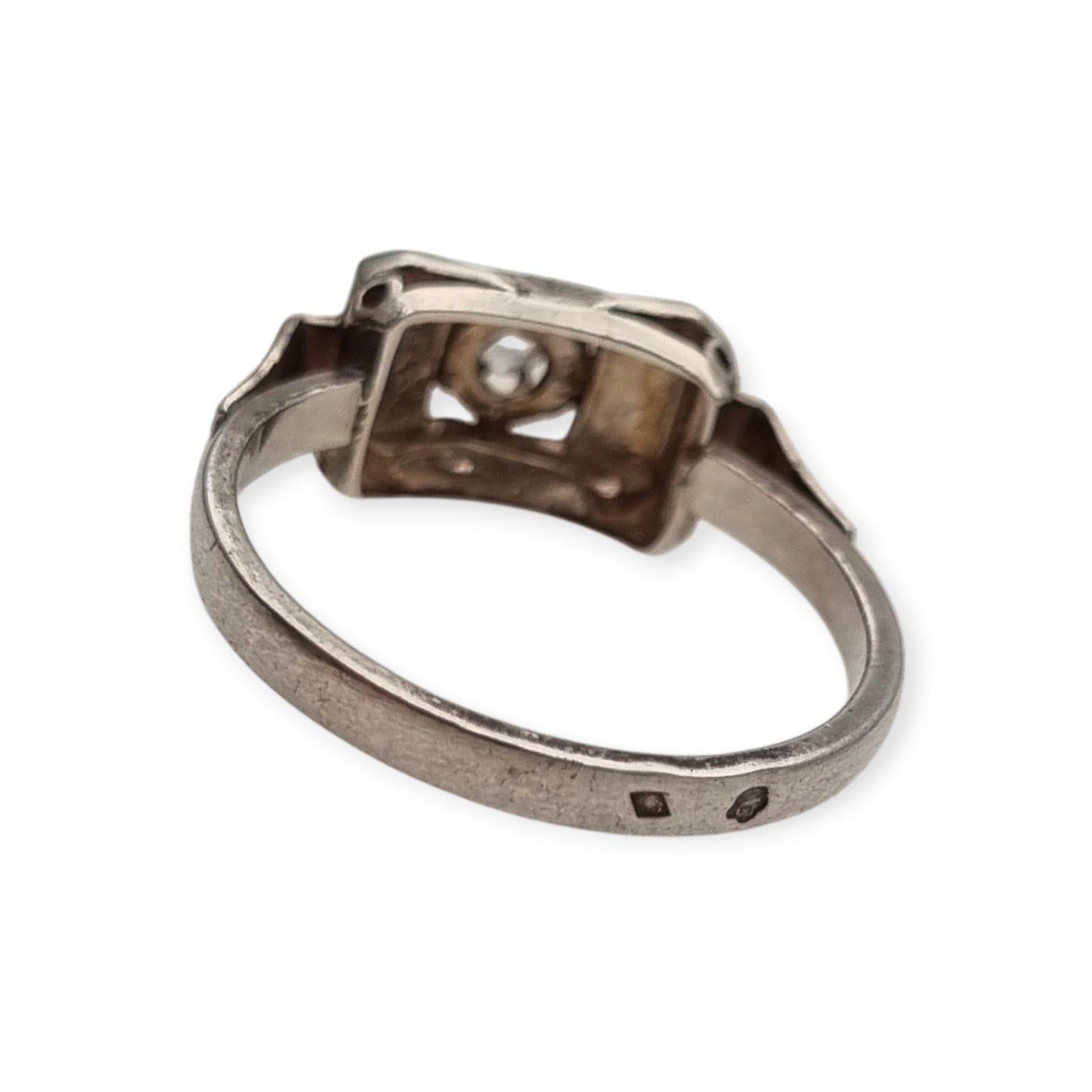 Art Deco sterling silver and clear paste ring, France circa 1940-1950