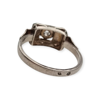 Art Deco sterling silver and clear paste ring, France circa 1940-1950