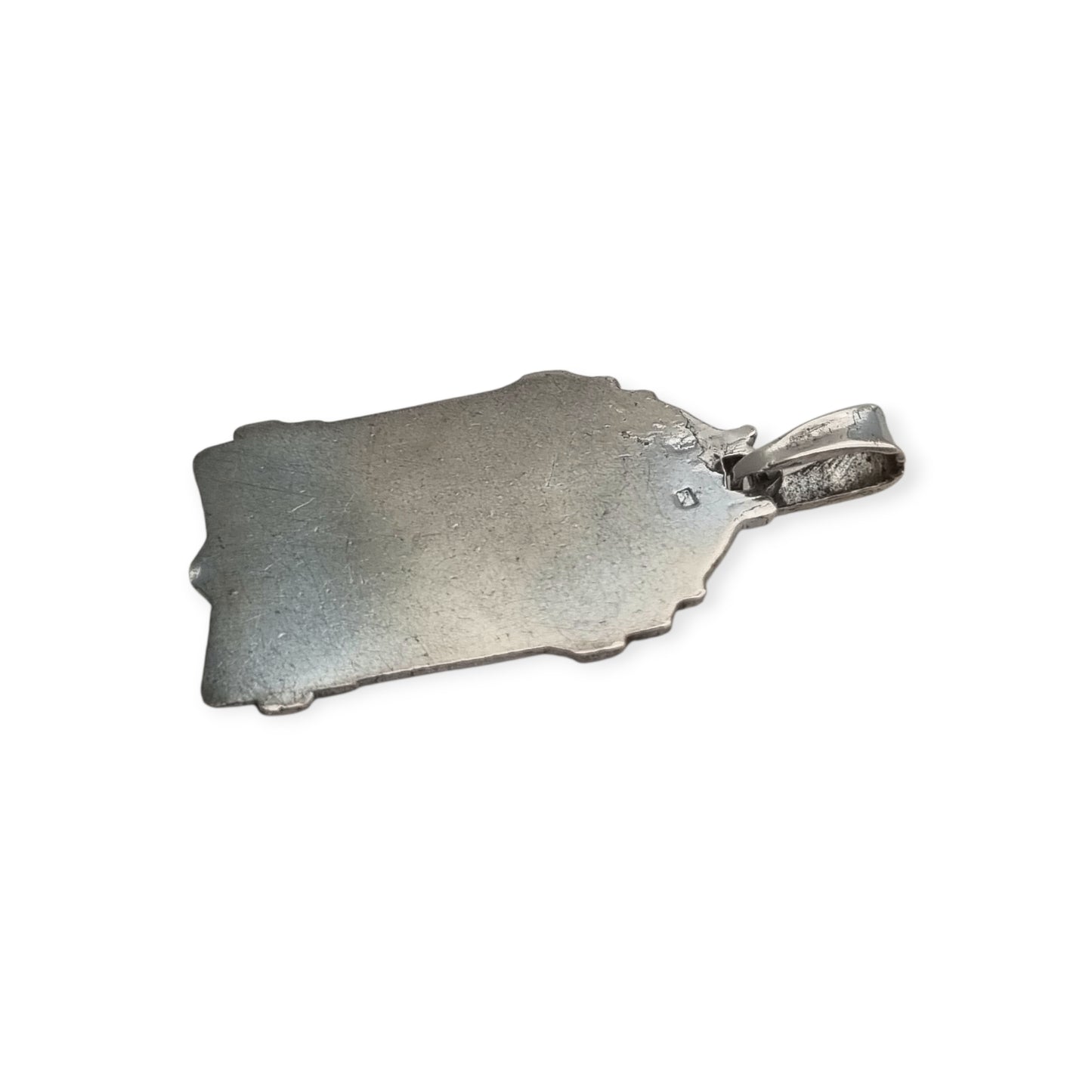 Art Deco religious medal in silver relief and mother-of-pearl circa 1940