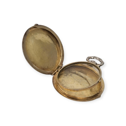 Victorian silver locket with European floral engraving, circa 1910