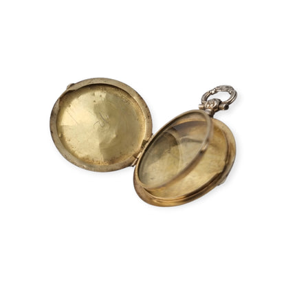 Victorian silver locket with European floral engraving, circa 1910