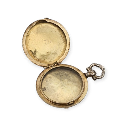 Victorian silver locket with European floral engraving, circa 1910