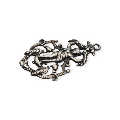 Pendant with putto in openwork 925 silver, Neo-Baroque inspiration, contemporary manufacture