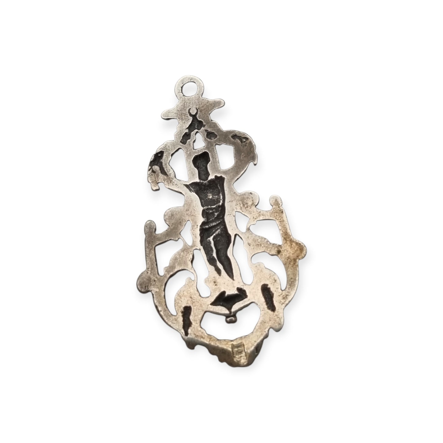 Pendant with putto in openwork 925 silver, Neo-Baroque inspiration, contemporary manufacture