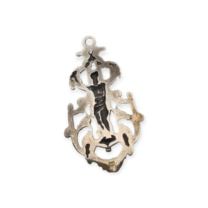 Pendant with putto in openwork 925 silver, Neo-Baroque inspiration, contemporary manufacture