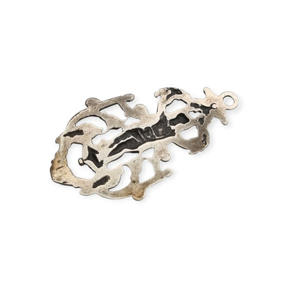 Pendant with putto in openwork 925 silver, Neo-Baroque inspiration, contemporary manufacture