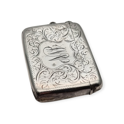 Antique Edwardian Silver Vesta Case Birmingham 1905, W.H William M Hayes