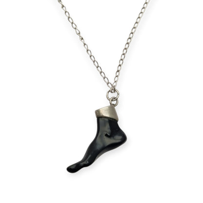 Obsidian amulet pendant, black foot with 800 silver, Europe circa 1970