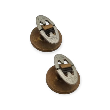 Antique enameled cufflinks with emblem, marked "C&Cº", Europe circa 1890-1920