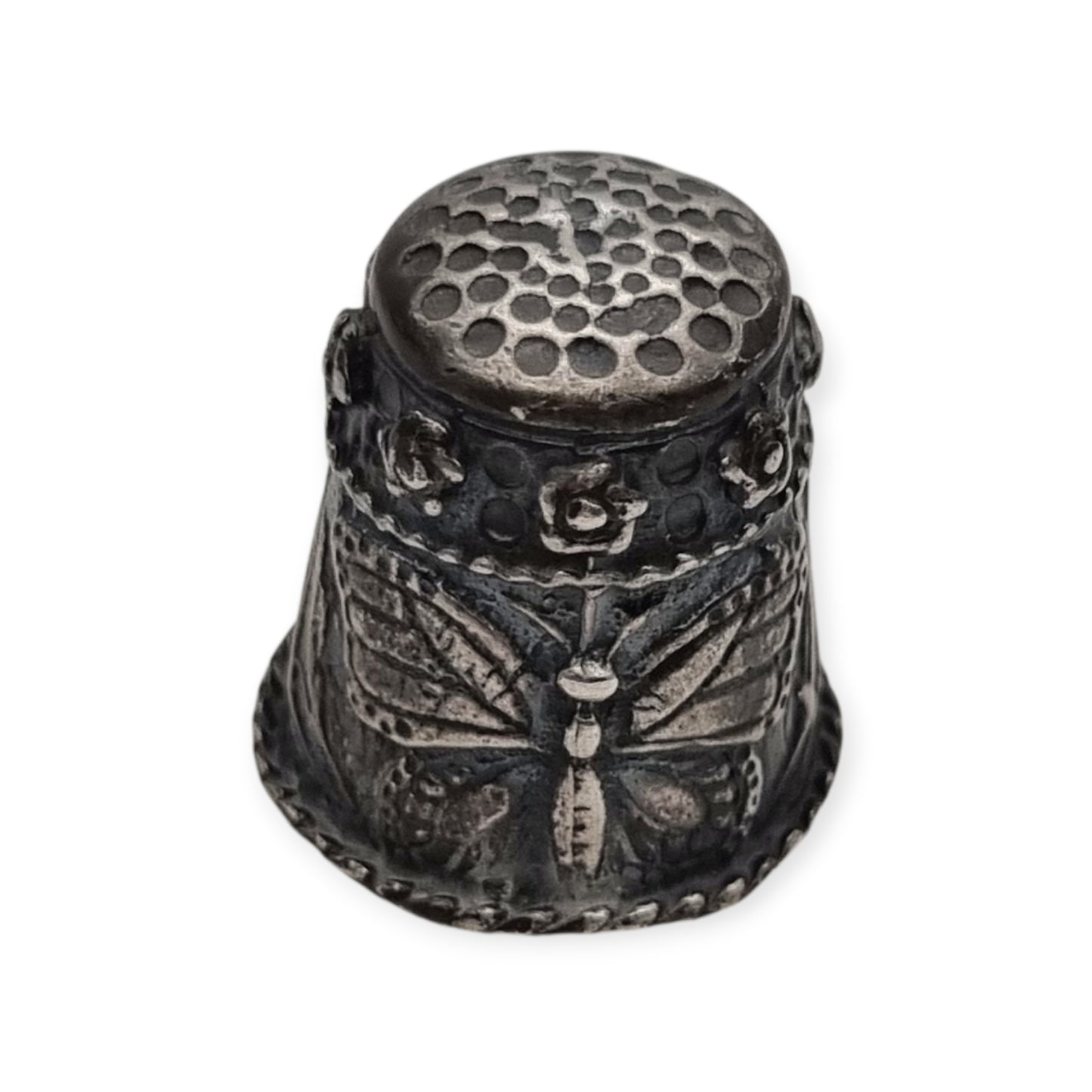 Dedal de plata Siemens de colección con decoración de mariposa, circa 1960