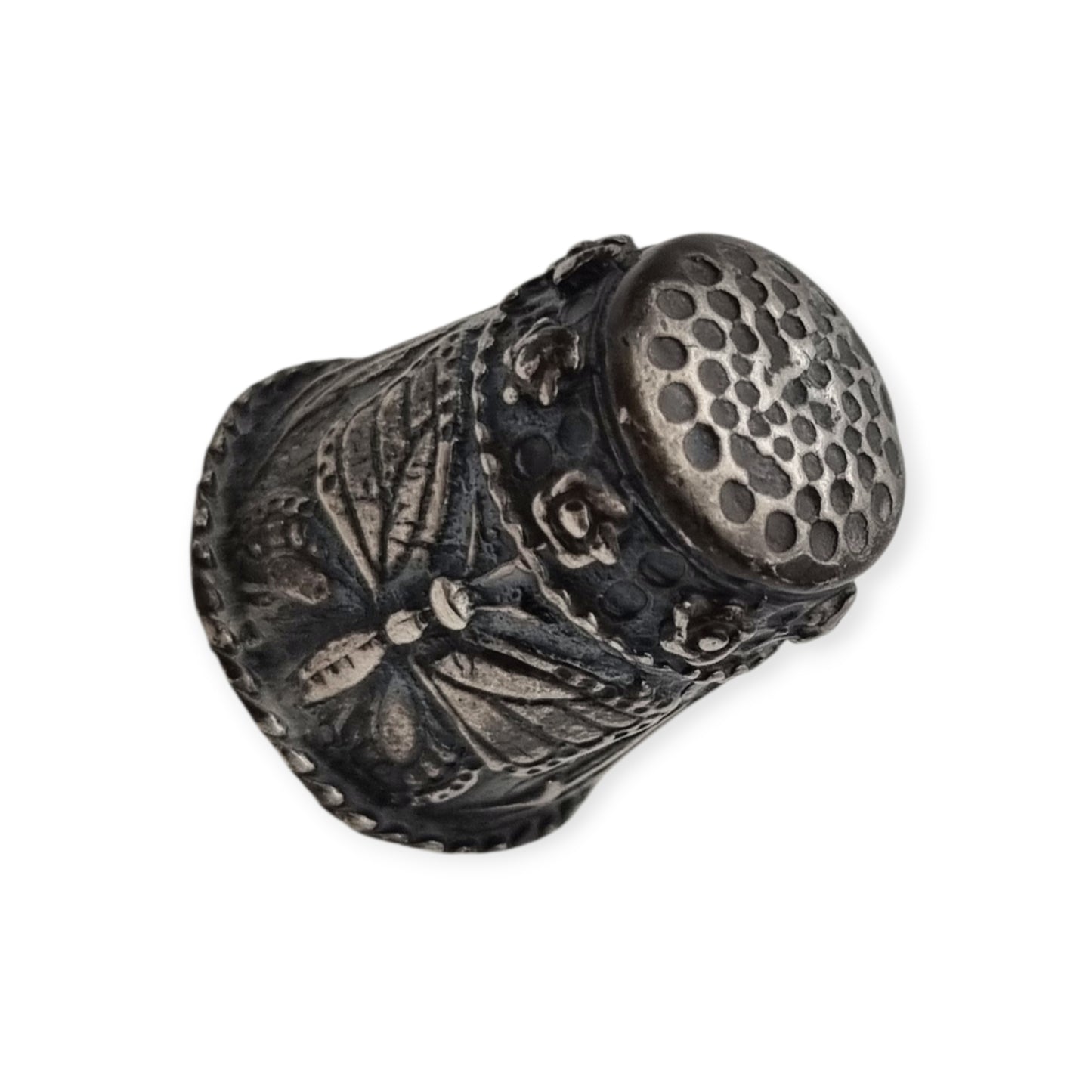 Dedal de plata Siemens de colección con decoración de mariposa, circa 1960
