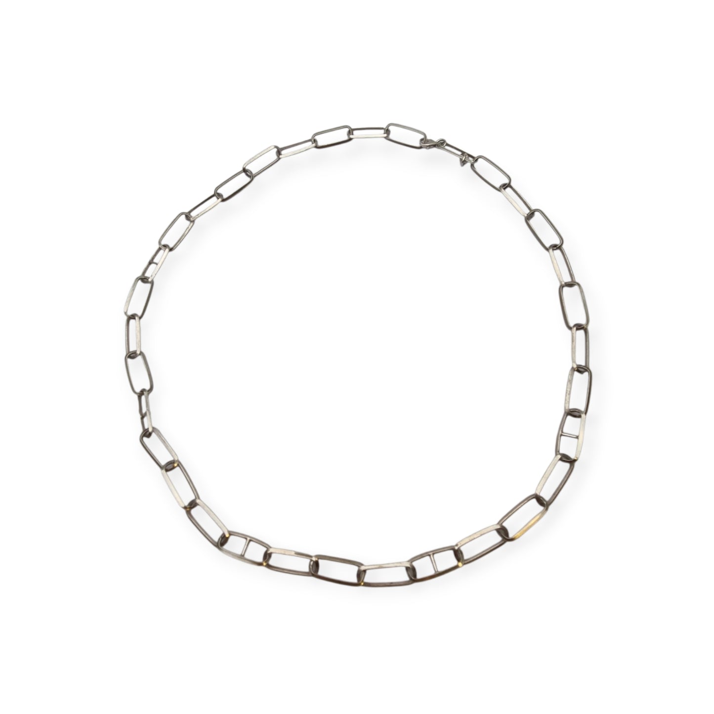 Italian 925 sterling silver chain with rectangular geometric links 1970-80
