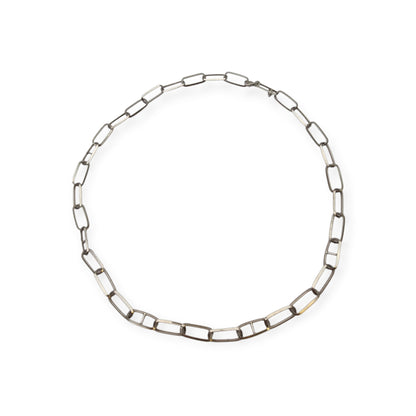 Italian 925 sterling silver chain with rectangular geometric links 1970-80
