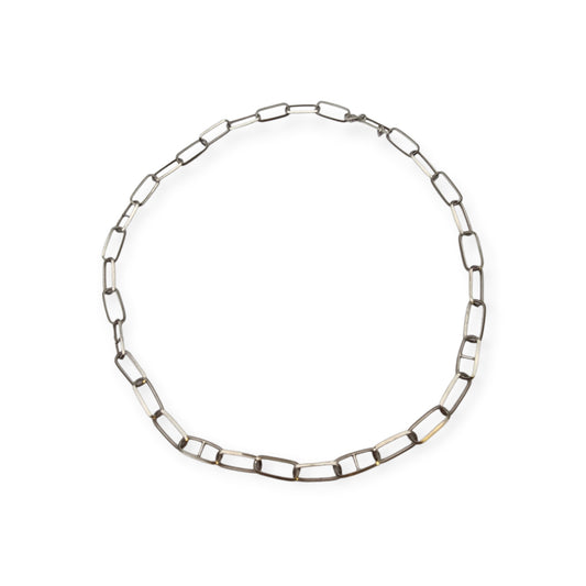Italian 925 sterling silver chain with rectangular geometric links 1970-80