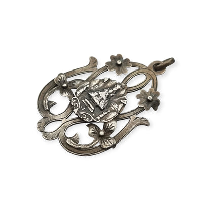 Art Nouveau silver pendant, Our Lady of Montserrat, La Moreneta, religious jewelry, 1920