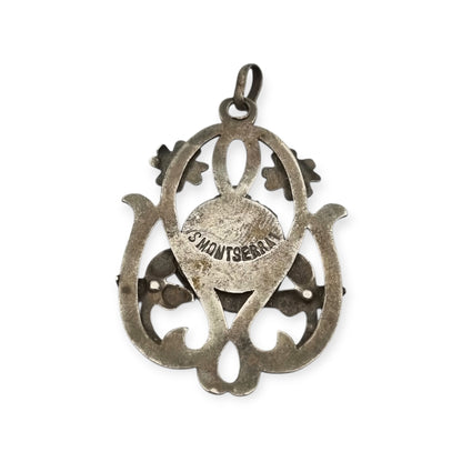 Art Nouveau silver pendant, Our Lady of Montserrat, La Moreneta, religious jewelry, 1920