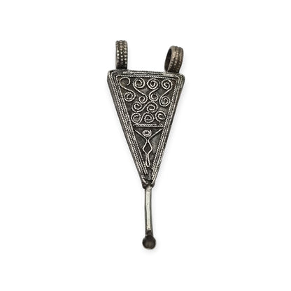 Colgante amuleto cuchara boho-étnico de plata, limpieza de oídos etíope, hecho a mano.