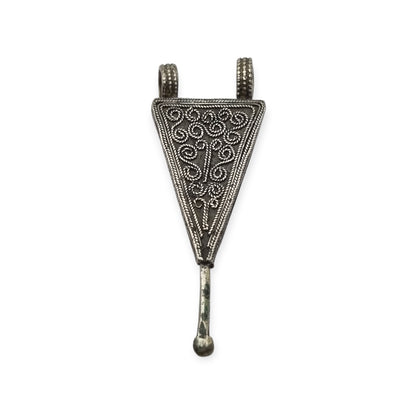Colgante amuleto cuchara boho-étnico de plata, limpieza de oídos etíope, hecho a mano.