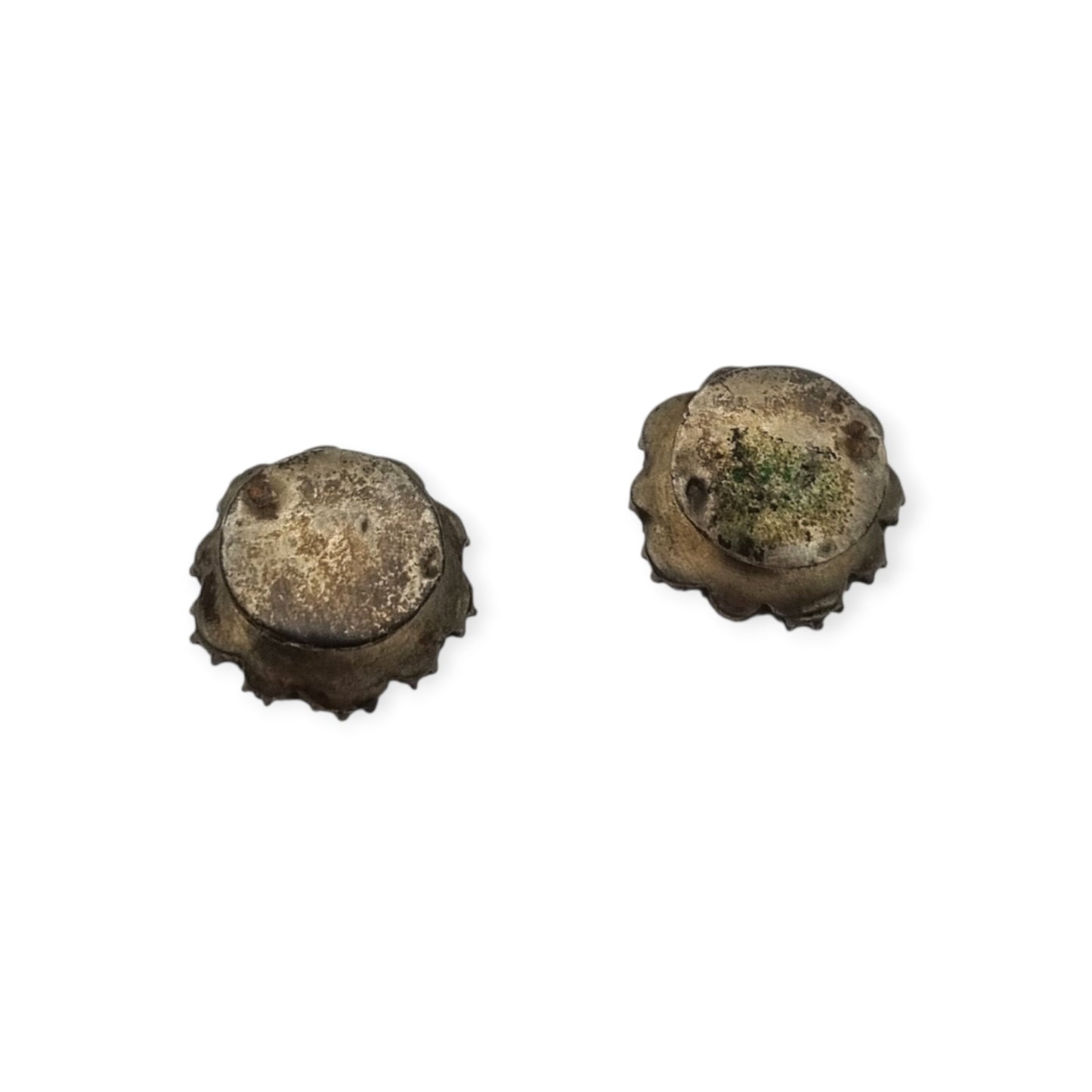 Edwardian silver shirt studs with opalescent glass and rhinestone, circa 1900