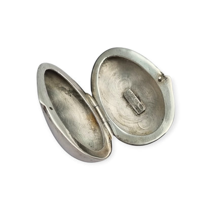 Caja de plata 925 Gardenia Preziosi Italia, diseño ovalado pulido, siglo XX