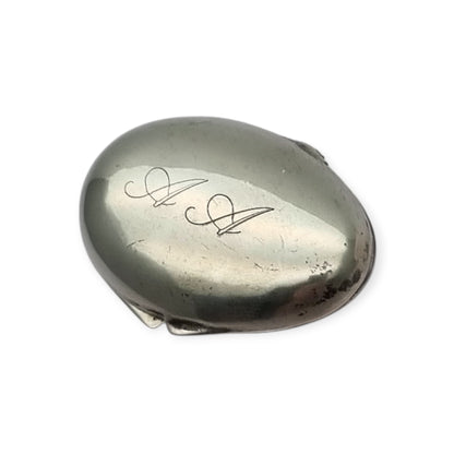 Caja de plata 925 Gardenia Preziosi Italia, diseño ovalado pulido, siglo XX