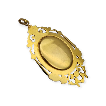 French Marius Legros Art Nouveau gold-plated locket with floral engraving circa 1910