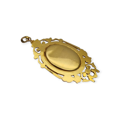 French Marius Legros Art Nouveau gold-plated locket with floral engraving circa 1910