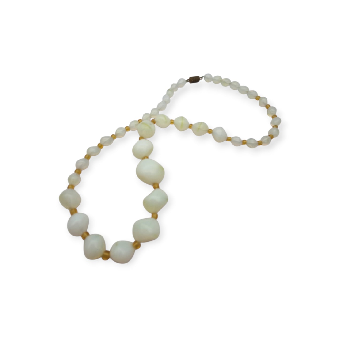 Vintage Opaline Glass Beaded Graduated Iridescent Necklace, Mid Century 1950s-1960s
