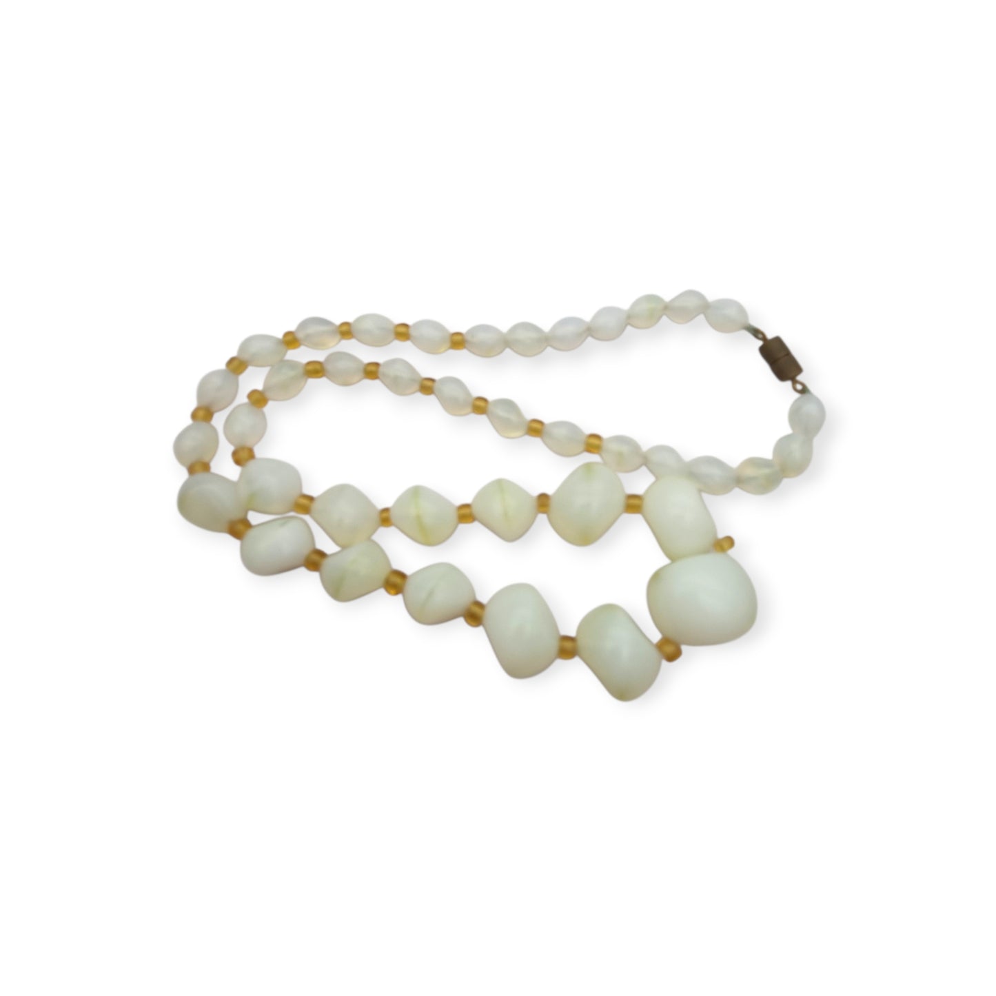 Vintage Opaline Glass Beaded Graduated Iridescent Necklace, Mid Century 1950s-1960s