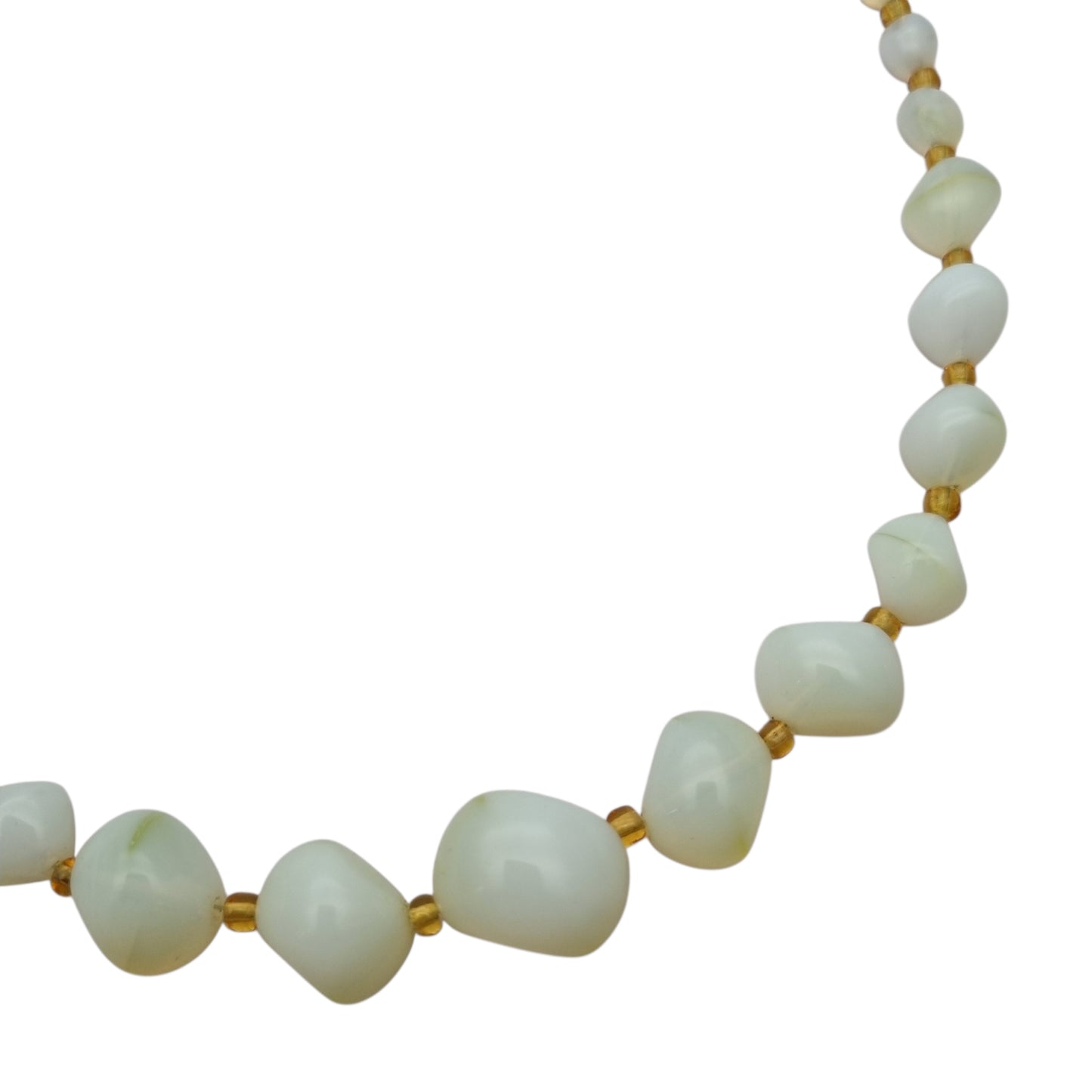 Vintage Opaline Glass Beaded Graduated Iridescent Necklace, Mid Century 1950s-1960s
