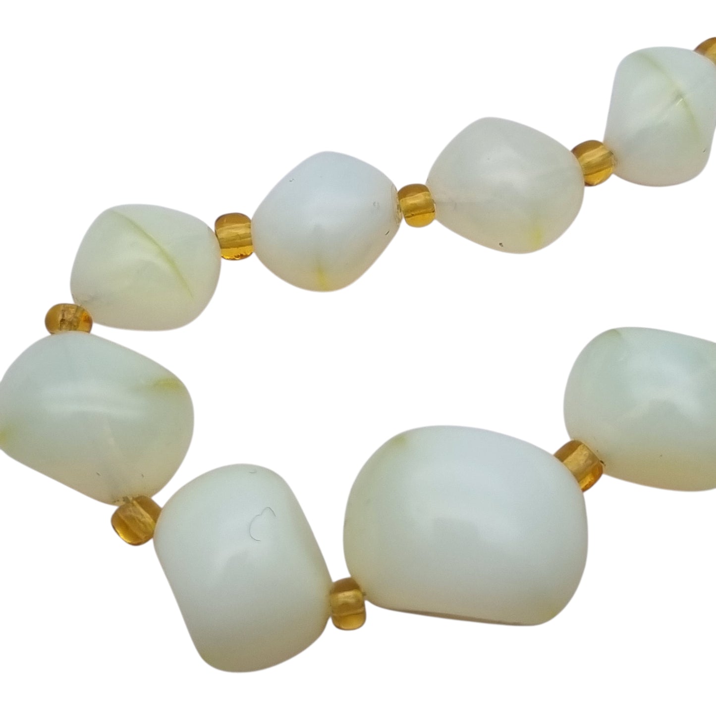Vintage Opaline Glass Beaded Graduated Iridescent Necklace, Mid Century 1950s-1960s