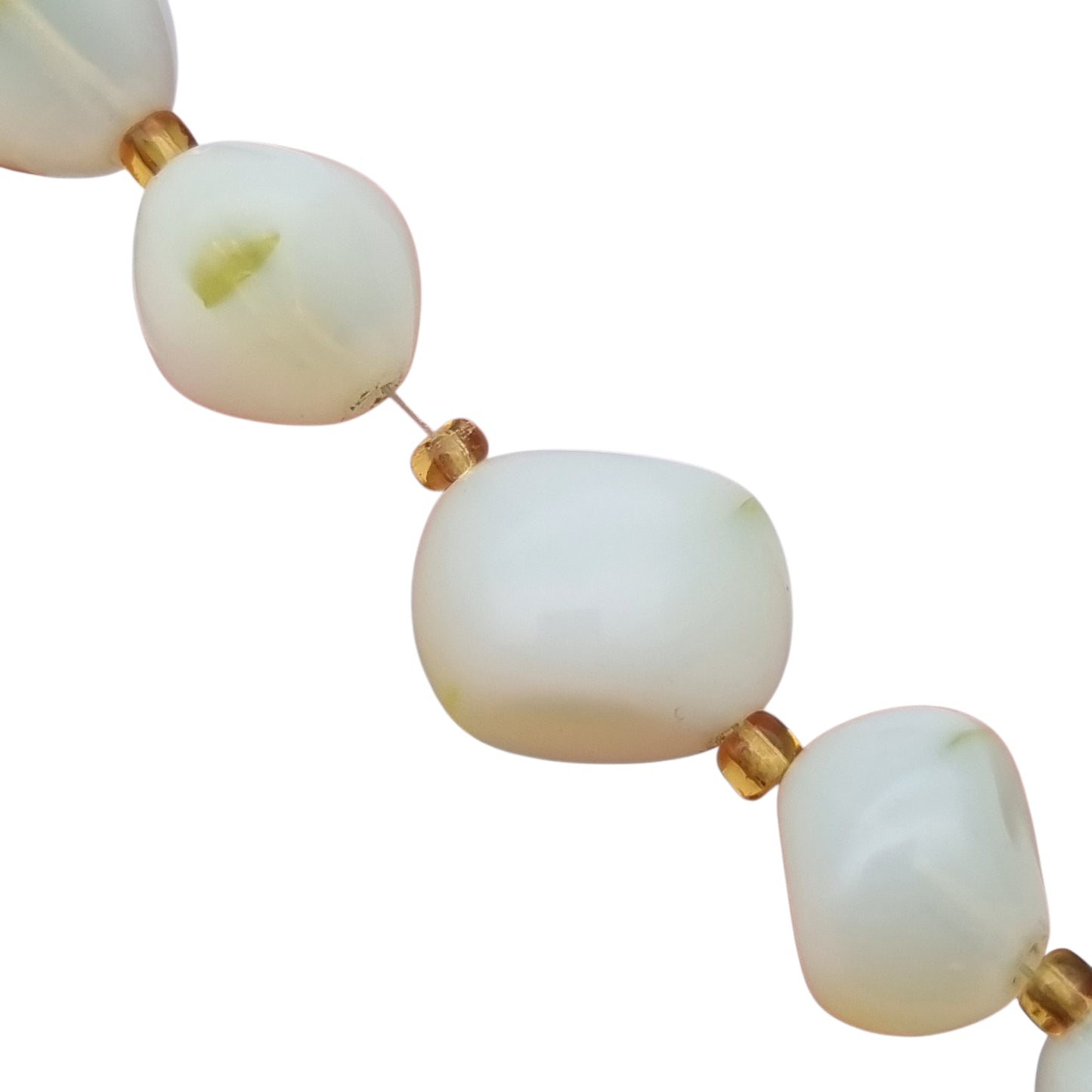 Vintage Opaline Glass Beaded Graduated Iridescent Necklace, Mid Century 1950s-1960s