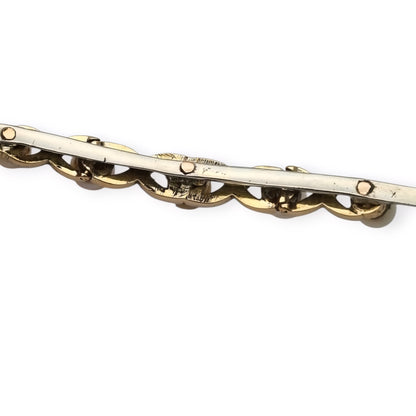 Belle Époque brooch in 14k gold and white metal with pearls, rubies and white sapphires circa 1900