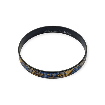 Brazalete vintage esmaltado Arta Austria con flores azules estilo Jugendstil, Circa 1980