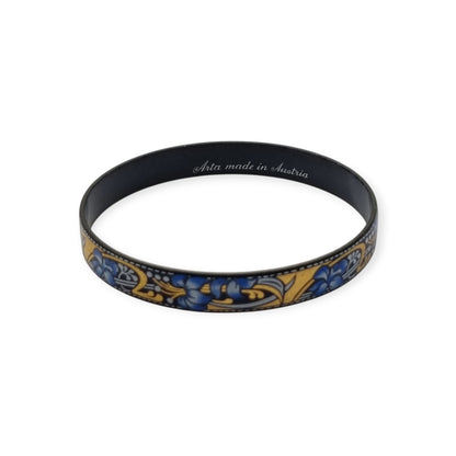 Brazalete vintage esmaltado Arta Austria con flores azules estilo Jugendstil, Circa 1980