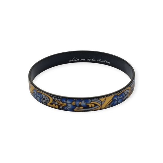 Brazalete vintage esmaltado Arta Austria con flores azules estilo Jugendstil, Circa 1980