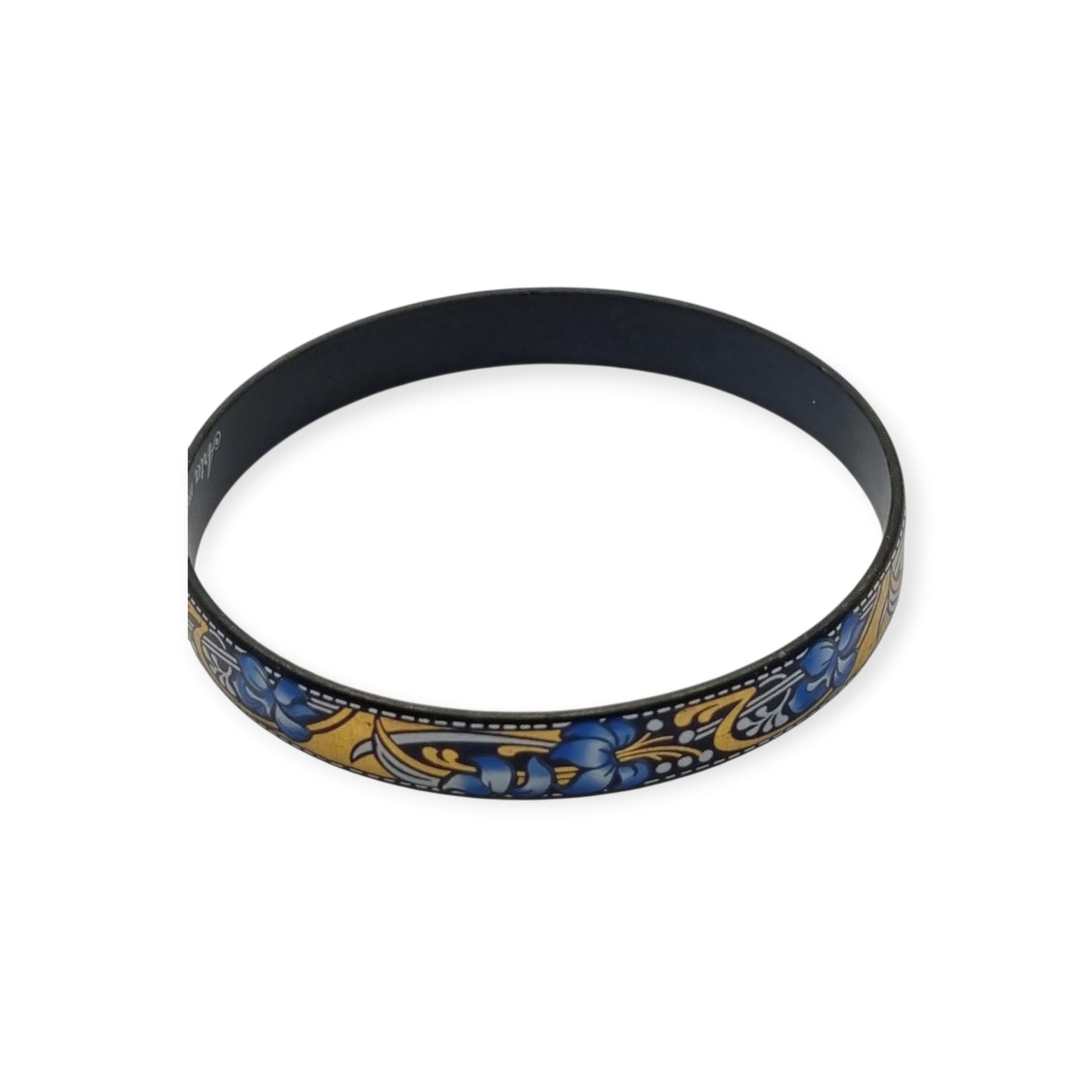 Brazalete vintage esmaltado Arta Austria con flores azules estilo Jugendstil, Circa 1980