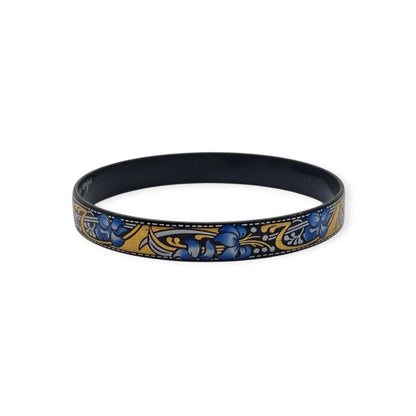 Brazalete vintage esmaltado Arta Austria con flores azules estilo Jugendstil, Circa 1980