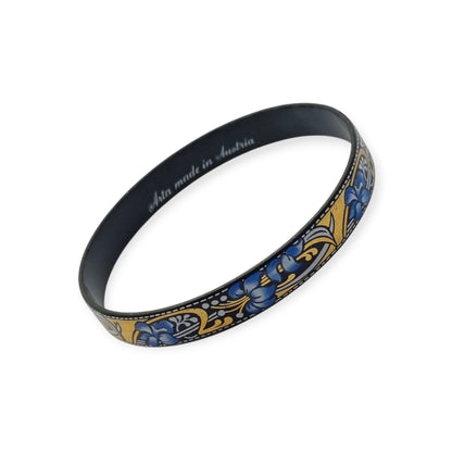 Brazalete vintage esmaltado Arta Austria con flores azules estilo Jugendstil, Circa 1980